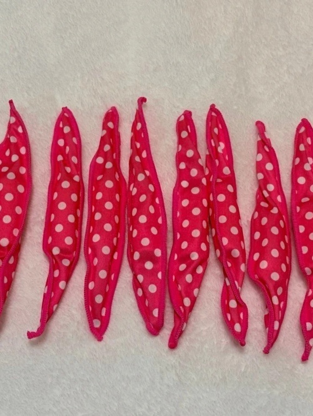 10-Polka Dot Heatless Curlers in Pink & White